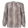 MICHAEL Michael Kors Snake Ruffle Long Sleeve Blouse -MICHAEL MICHAEL KORS Sales 54015704 xxl