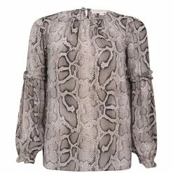 MICHAEL Michael Kors Snake Ruffle Long Sleeve Blouse