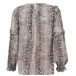 MICHAEL Michael Kors Snake Ruffle Long Sleeve Blouse -MICHAEL MICHAEL KORS Sales 54015704 xxl a10