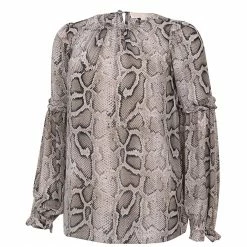 MICHAEL Michael Kors Snake Ruffle Long Sleeve Blouse -MICHAEL MICHAEL KORS Sales 54015704 xxl a11