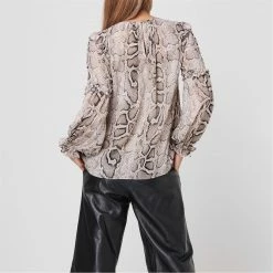 MICHAEL Michael Kors Snake Ruffle Long Sleeve Blouse -MICHAEL MICHAEL KORS Sales 54015704 xxl a2