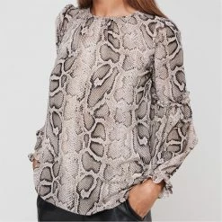 MICHAEL Michael Kors Snake Ruffle Long Sleeve Blouse -MICHAEL MICHAEL KORS Sales 54015704 xxl a3