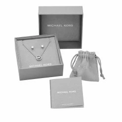 MICHAEL Michael Kors 14k Gold Plated Pave Logo Charm Necklace and Stud Earring Set -MICHAEL MICHAEL KORS Sales 70654011 xxl a3